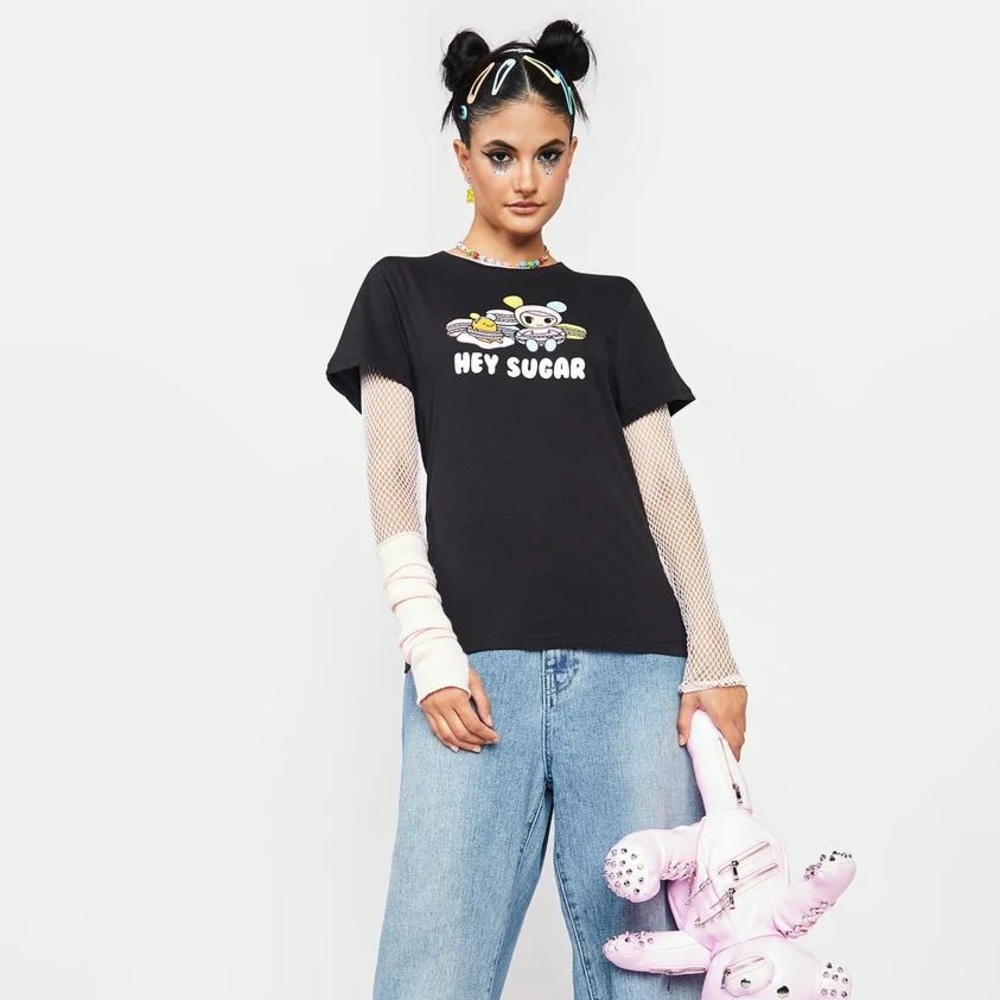 NWT Tokidoki x Gudetama: Hey Sugar Pastel Macaroon Black Graphic Tee